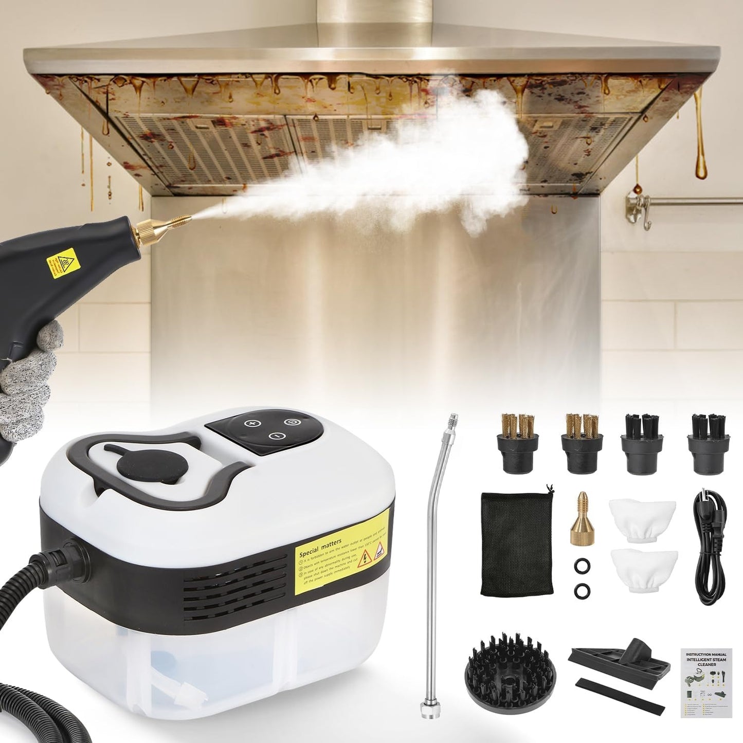 AlmivaHome™ 2500W Többfunkciós Gőztisztító + Ajándék Védőkesztyű – Otthoni és Profi Használatra